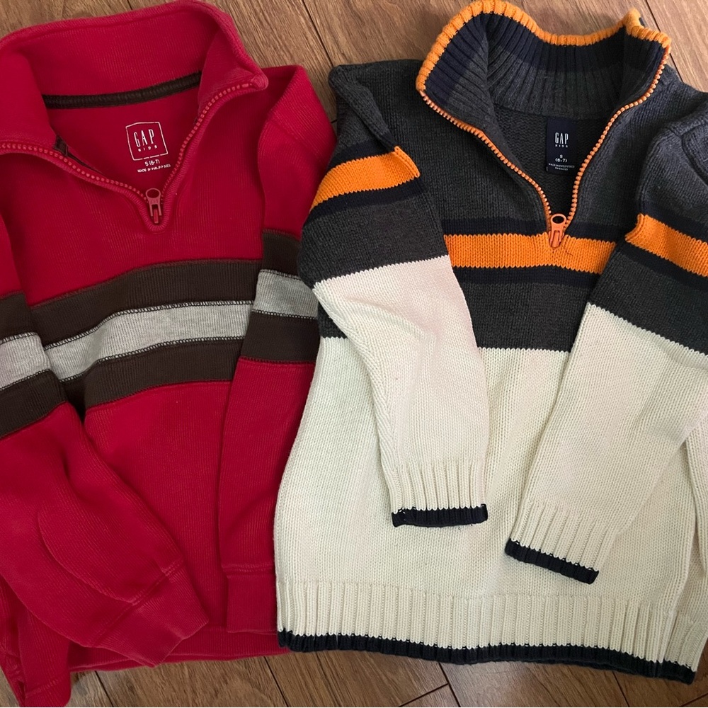 GAP Kids Zip Up Sweaters - Red and Cream